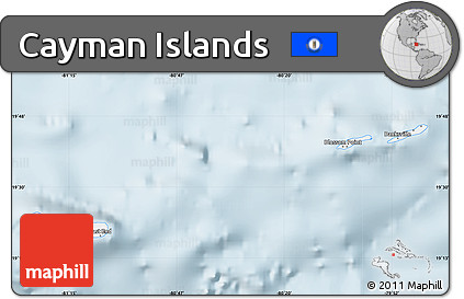 Gray Map of Cayman Islands, single color outside