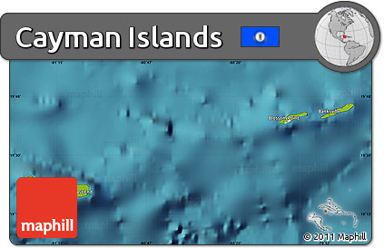 Physical Map of Cayman Islands, single color outside, satellite sea