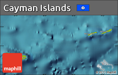 Physical Map of Cayman Islands, single color outside, satellite sea