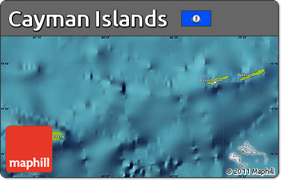 Physical Map of Cayman Islands, single color outside, satellite sea