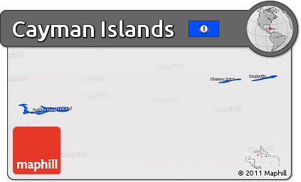 Flag Panoramic Map of Cayman Islands, flag centered