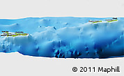 Physical Panoramic Map of Cayman Islands, darken, desaturated, land only