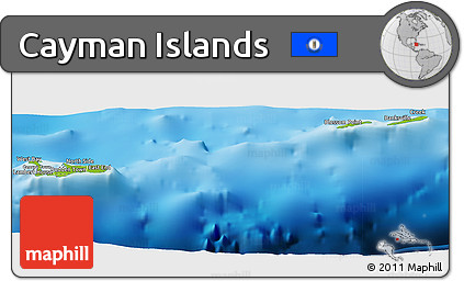 Physical Panoramic Map of Cayman Islands, desaturated, land only