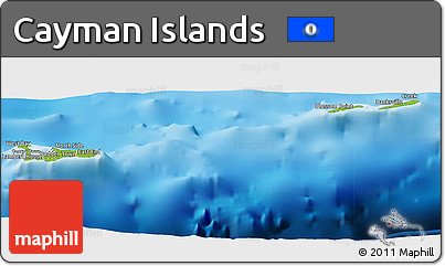 Physical Panoramic Map of Cayman Islands, desaturated, land only