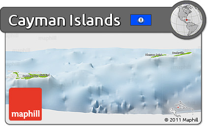 Physical Panoramic Map of Cayman Islands, lighten