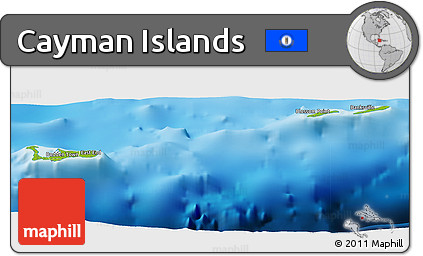 Physical Panoramic Map of Cayman Islands, single color outside