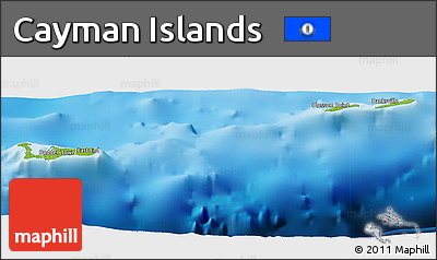 Physical Panoramic Map of Cayman Islands, single color outside