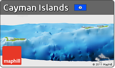 Physical Panoramic Map of Cayman Islands, single color outside