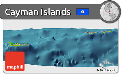 Physical Panoramic Map of Cayman Islands, single color outside, satellite sea