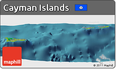 Physical Panoramic Map of Cayman Islands, single color outside, satellite sea