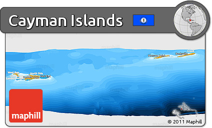 Political Panoramic Map of Cayman Islands, lighten, land only