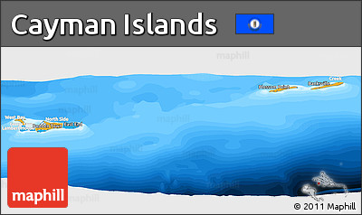 Political Panoramic Map of Cayman Islands, lighten, land only
