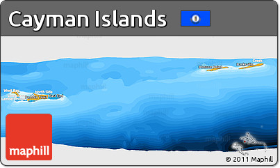 Political Panoramic Map of Cayman Islands, lighten, land only