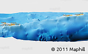 Political Panoramic Map of Cayman Islands, shaded relief outside, bathymetry sea