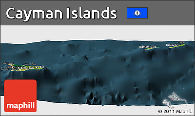 Satellite Panoramic Map of Cayman Islands, darken