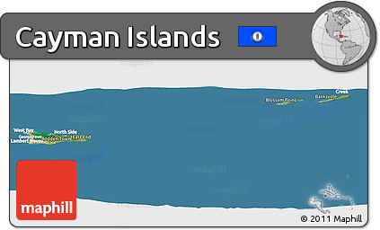 Satellite Panoramic Map of Cayman Islands, lighten, desaturated, land only