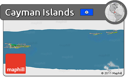 Satellite Panoramic Map of Cayman Islands, semi-desaturated, land only
