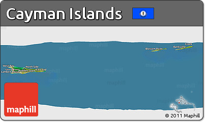 Satellite Panoramic Map of Cayman Islands, semi-desaturated, land only