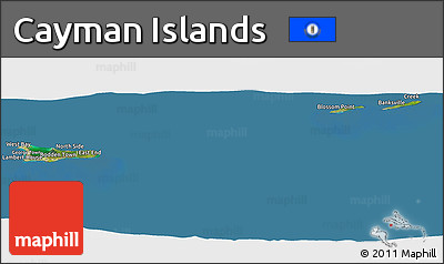 Satellite Panoramic Map of Cayman Islands, semi-desaturated, land only