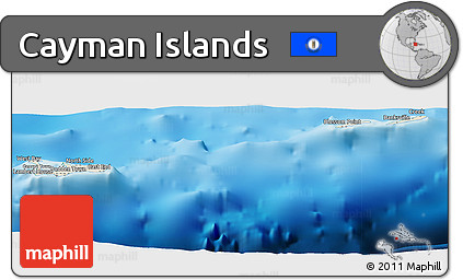 Shaded Relief Panoramic Map of Cayman Islands, physical outside