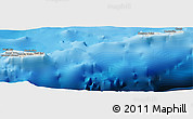 Shaded Relief Panoramic Map of Cayman Islands, political shades outside