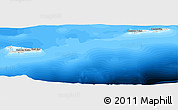 Shaded Relief Panoramic Map of Cayman Islands, single color outside, bathymetry sea