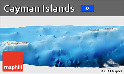 Shaded Relief Panoramic Map of Cayman Islands, single color outside