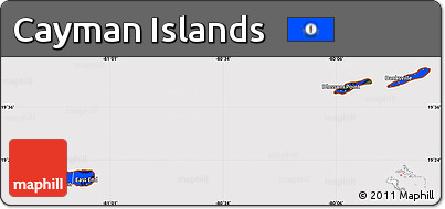 Flag Simple Map of Cayman Islands, flag aligned to the middle