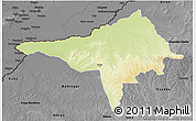 Physical 3D Map of Ndele, darken, desaturated