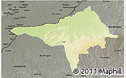 Physical 3D Map of Ndele, darken, semi-desaturated