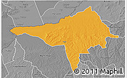 Political 3D Map of Ndele, desaturated