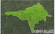 Satellite 3D Map of Ndele, darken, semi-desaturated