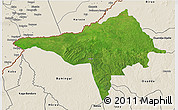 Satellite 3D Map of Ndele, shaded relief outside