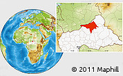 Physical Location Map of Ndele, highlighted country