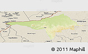 Physical Panoramic Map of Ndele, shaded relief outside