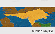 Political Panoramic Map of Ndele, darken