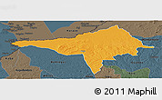 Political Panoramic Map of Ndele, darken, semi-desaturated