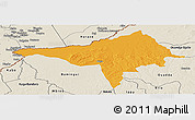 Political Panoramic Map of Ndele, shaded relief outside