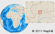 Shaded Relief Location Map of Bangui