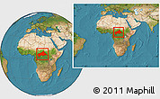 Satellite Location Map of Central African Republic, within the entire continent