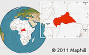 Satellite Location Map of Central African Republic, highlighted continent