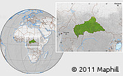 Satellite Location Map of Central African Republic, lighten, desaturated