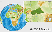 Satellite Location Map of Central African Republic, physical outside