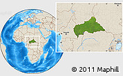 Satellite Location Map of Central African Republic, shaded relief outside