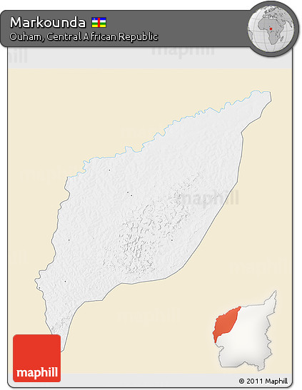 Classic Style 3D Map of Markounda, single color outside