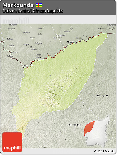 Physical 3D Map of Markounda, semi-desaturated