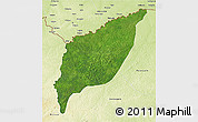 Satellite 3D Map of Markounda, physical outside