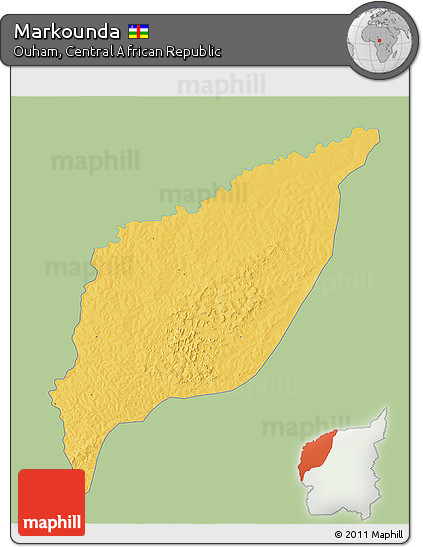 Savanna Style 3D Map of Markounda, single color outside