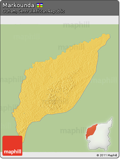 Savanna Style 3D Map of Markounda, single color outside