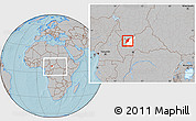 Gray Location Map of Markounda, highlighted parent region, within the entire country, hill shading